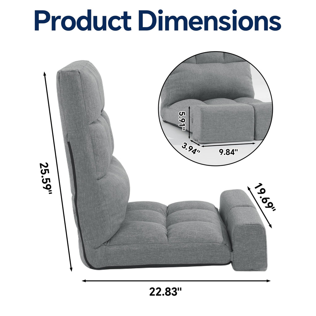 Floor Chair with Back Support and Movable Leg Cushions