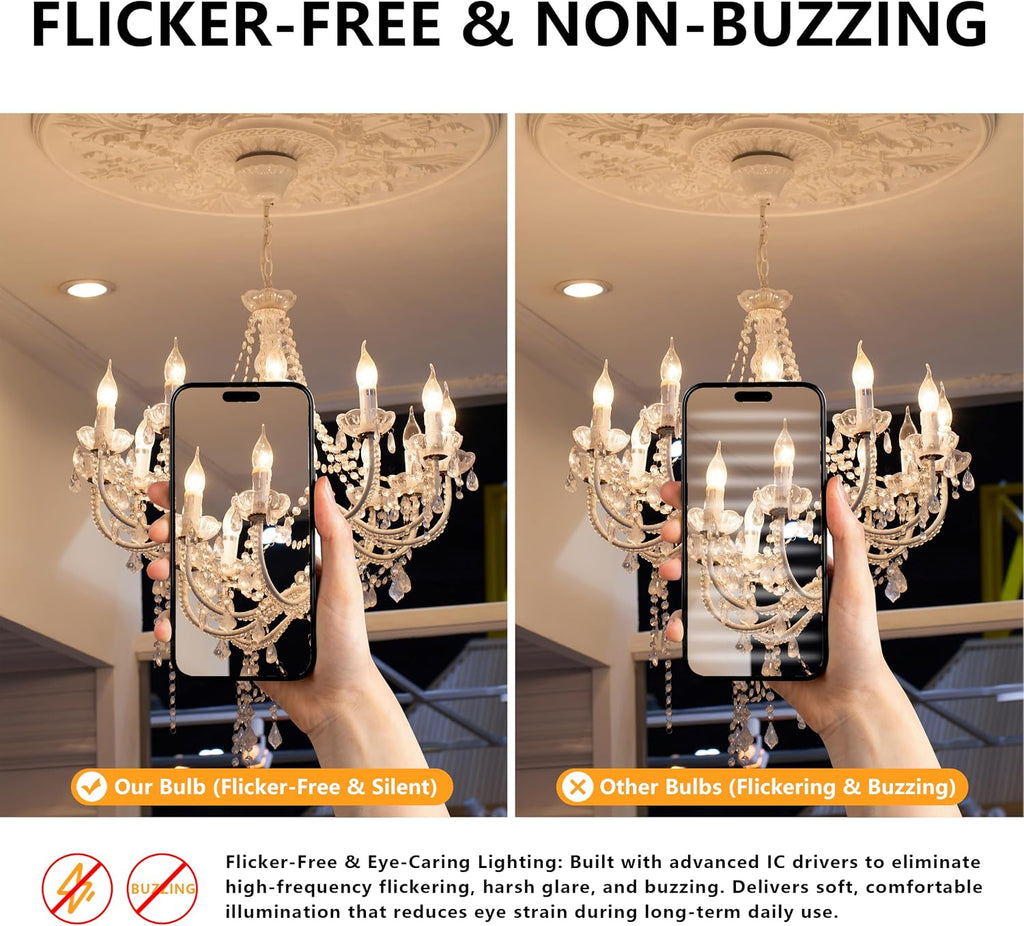 CA10 E12 LED Candelabra Light Bulbs 40W Dimmable 6 Pack