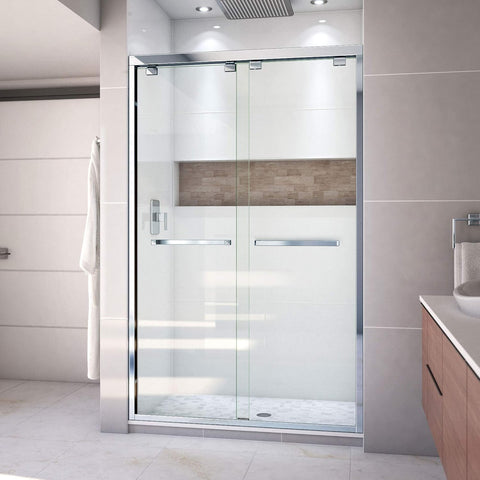Encore 44-48 in. W x 76 in. H Semi-Frameless Bypass Shower Door in Chrome, SHDR-1648760-01