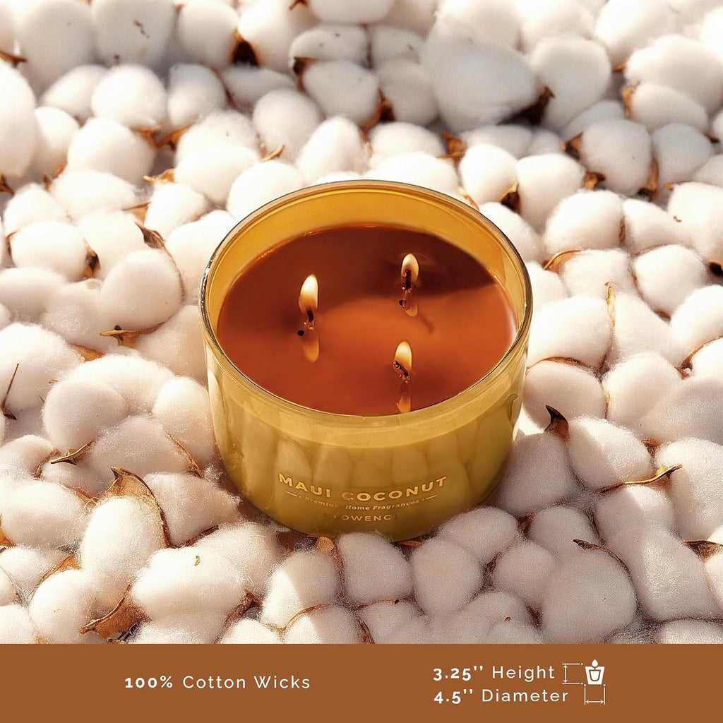 Luxury Coconut Scented Candle - Large 3 Wick Jar Candle - Elegant Gift for Women & Men - 100% Natural Soy Wax - Up - Set of 116