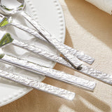 40 Pieces Hammered Silverware Set for 8, 18/10 Stainless Steel Heavy Duty Flatware Set, Tableware Cutlery Utensil Sets