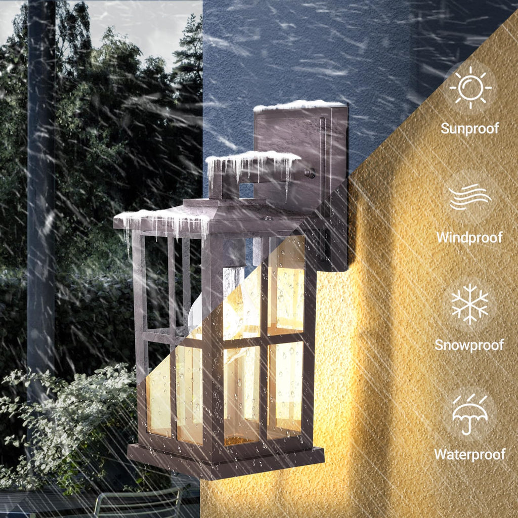 2-Pack Outdoor Wall Light Fixtures, Exterior Porch Lights, Brown