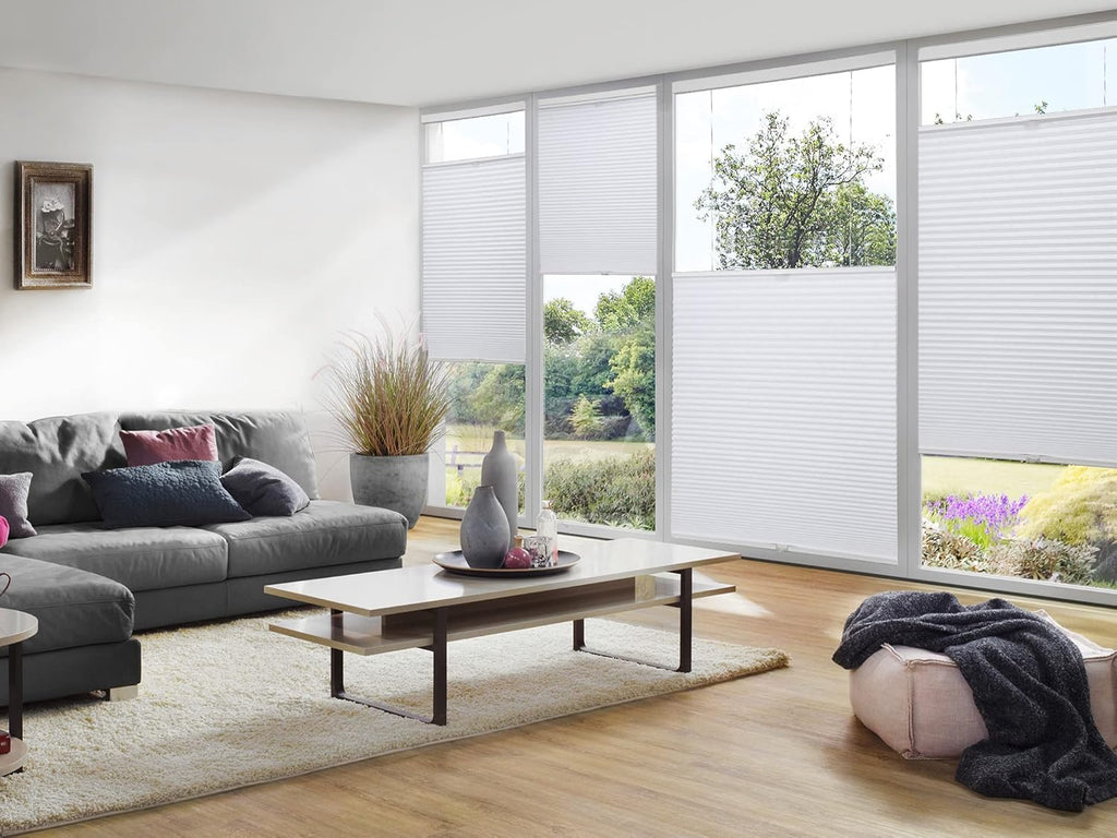 Top Down Bottom Up Cordless Cellular Shades, White | Blackout Light Blocking Honeycomb Shades Thermal Insulation