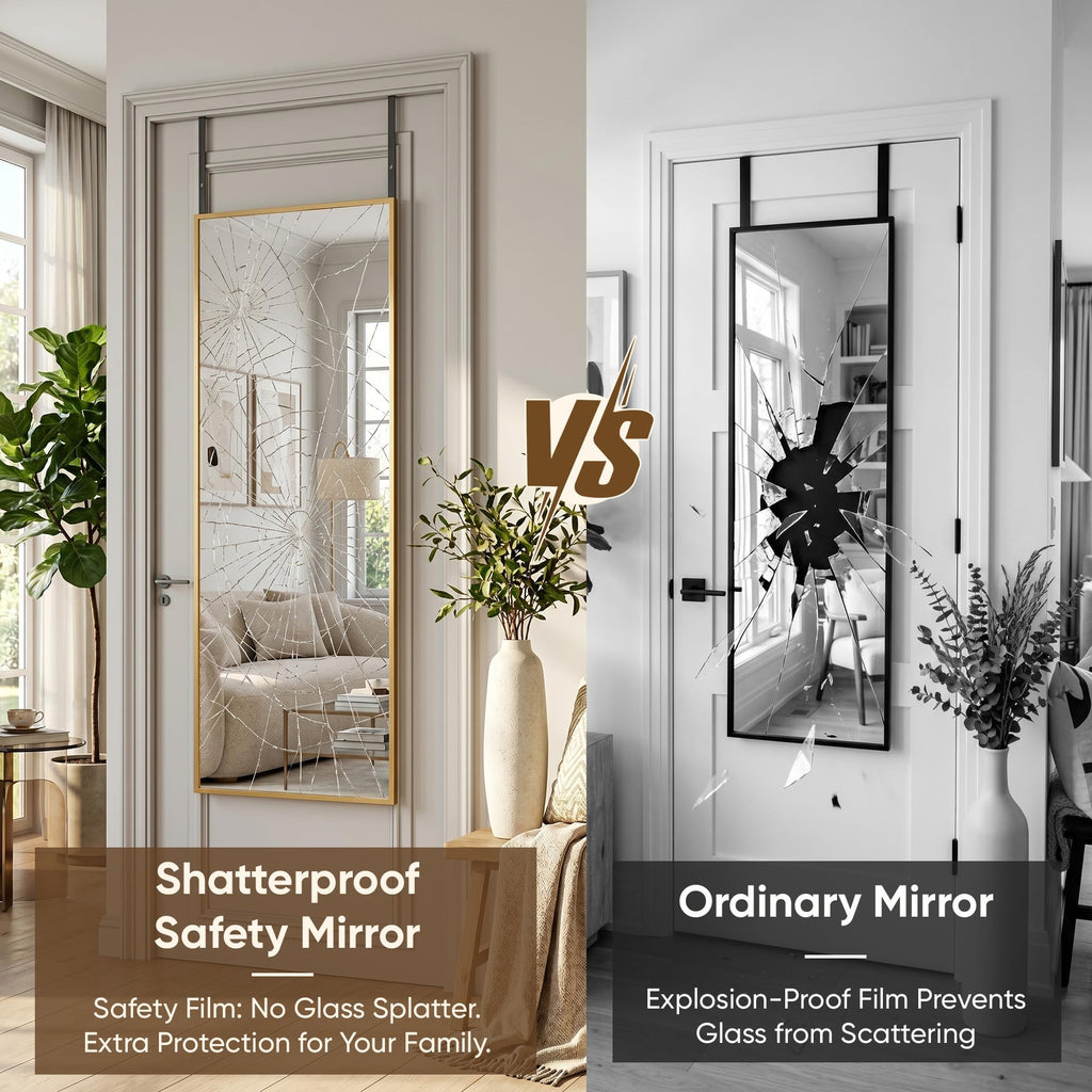 58"×20" Over the Door Full Length Mirror, Gold