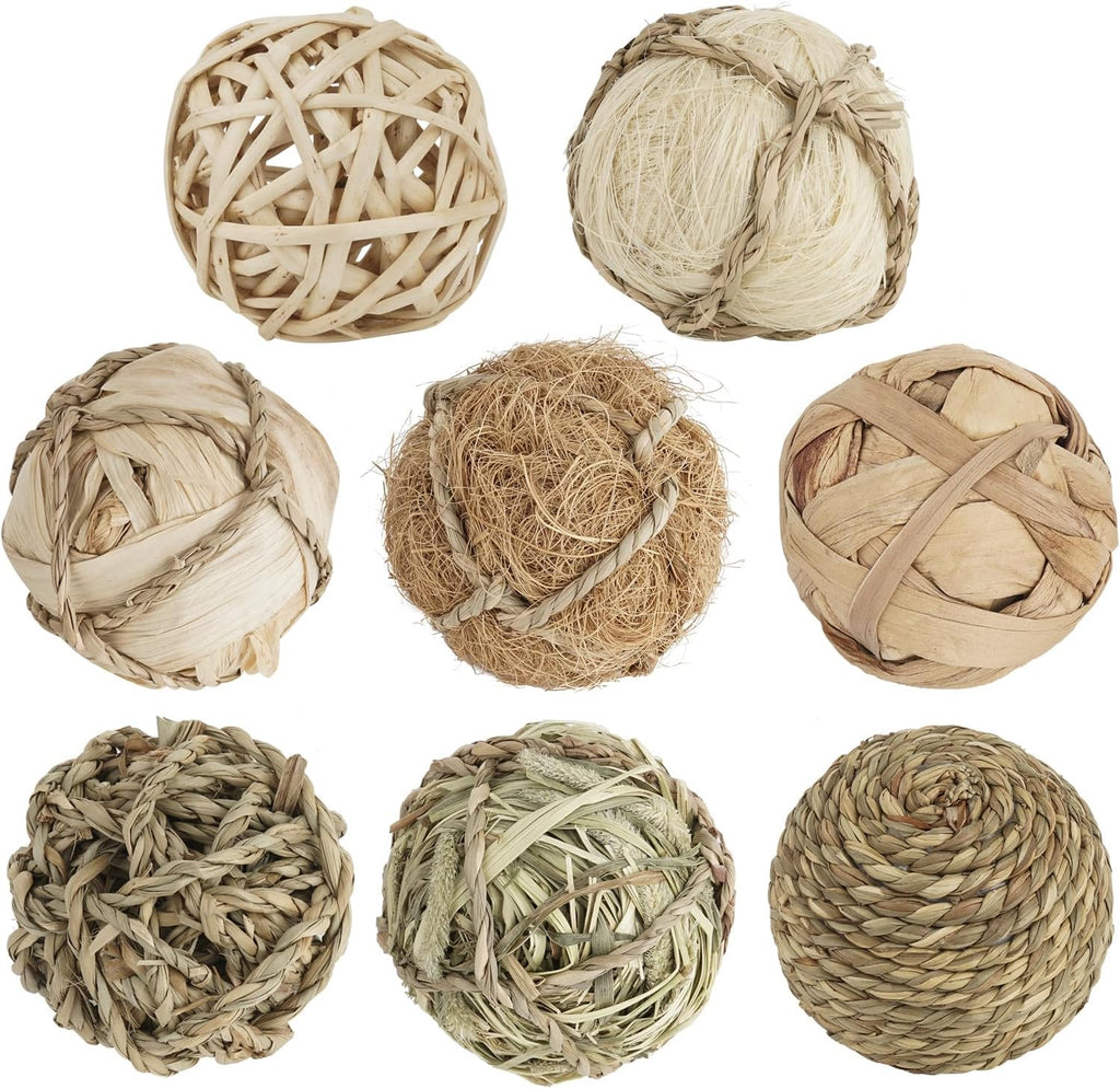 8-Pack Rustic Wicker Decorative Balls for Bowls - Set of 8