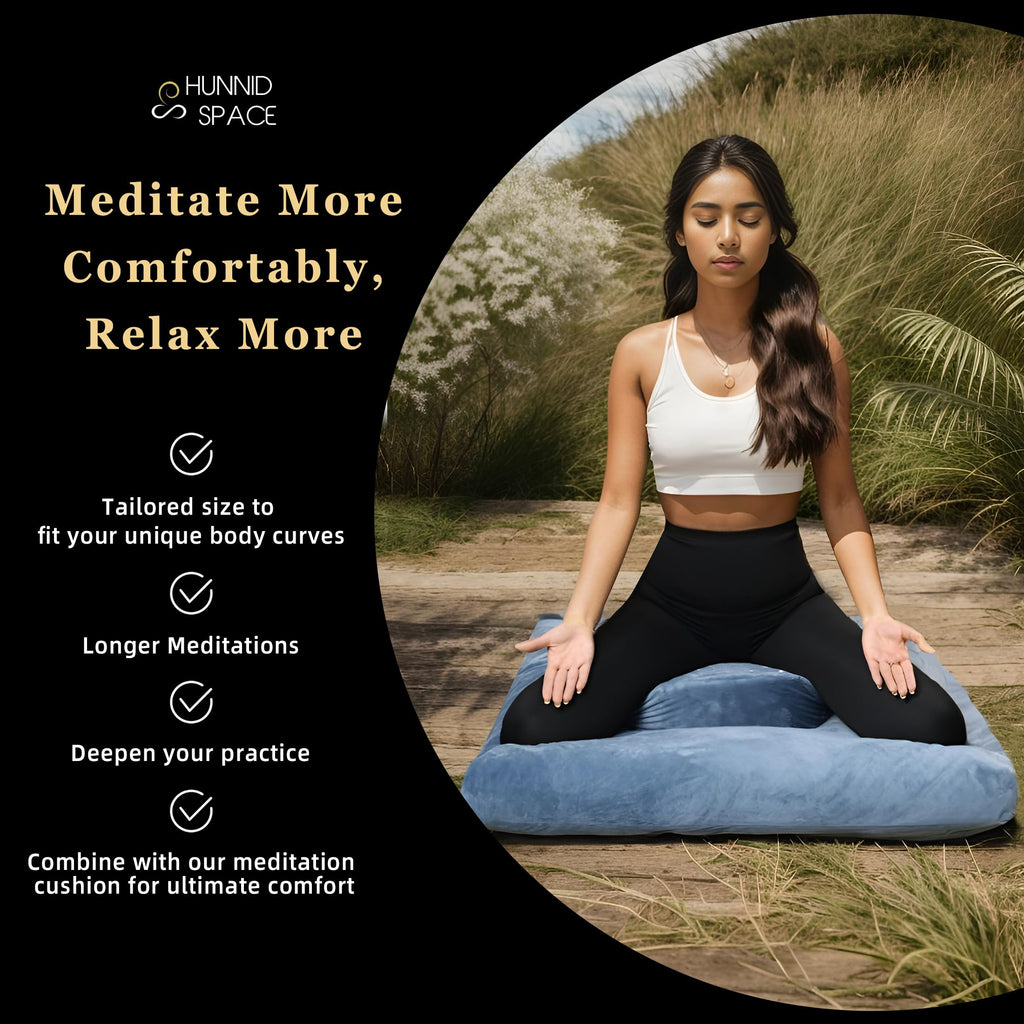 Meditation Cushion Set Zafu & Zabuton - Buckwheat Hull & Memory Foam, Adjustable Floor Pillow for Yoga, Meditation &