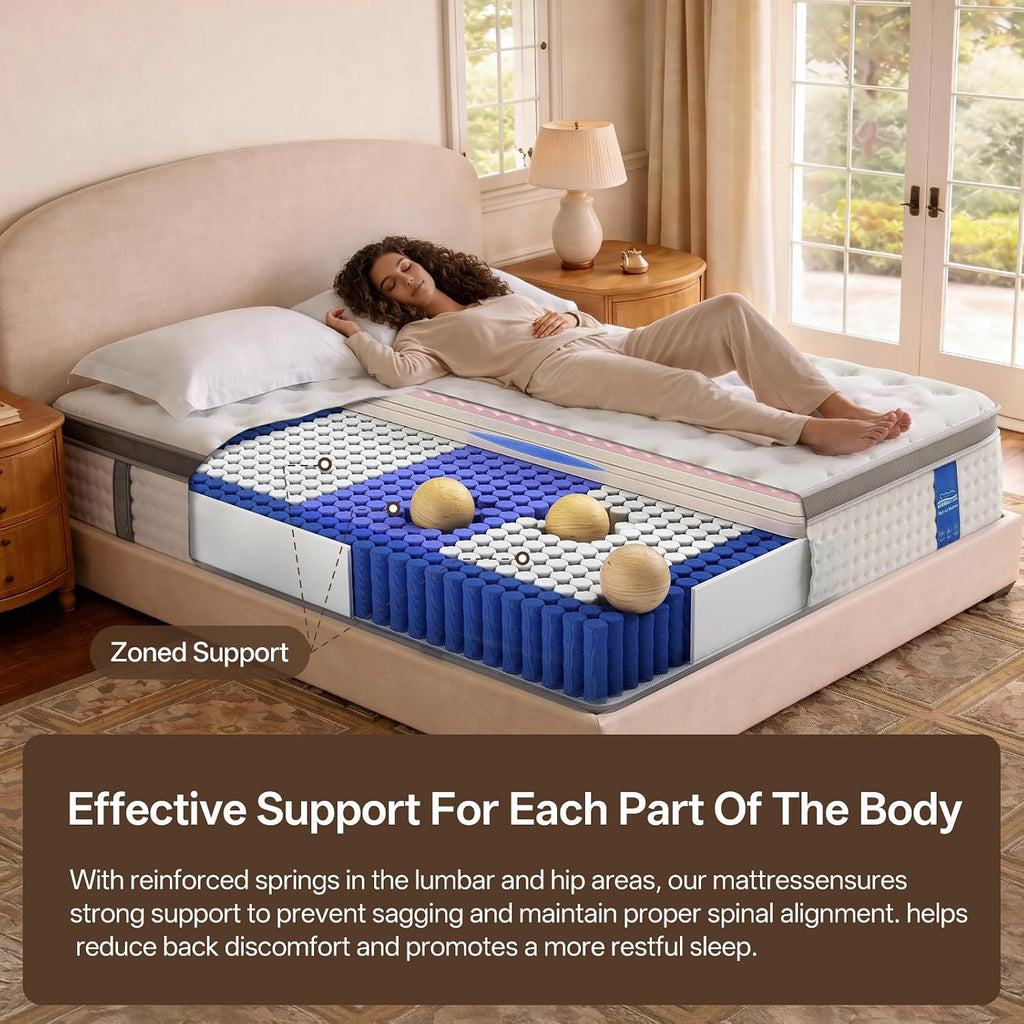 14 Inch King Size Mattress Hybrid King Mattress in a Box, Memory Foam Mattress with Pocket Springs, Medium Firm