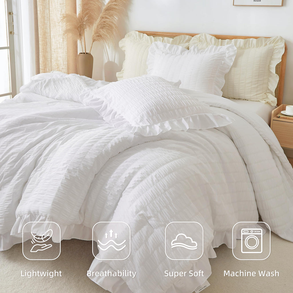 Ruffle Seersucker Comforter Set, Shabby Chic Bedding