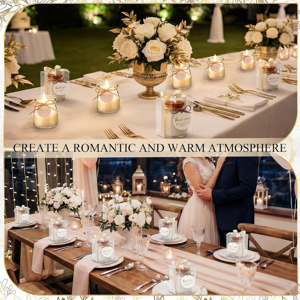Sets Wedding Candle for Guest Beige Glass Jars Bridal Shower Favor - Set of 20
