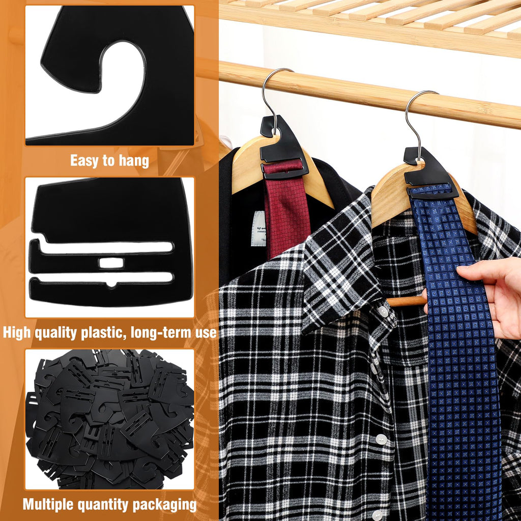 100 Pcs Tie Hangers, Plastic Neck Tie Holders for Display, Black Necktie Hook Hangers for Men Retail Closet, 2.8 x 2