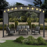 10x12ft Outdoor Retractable Pergola with Sun Shade Canopy Patio Metal Garden Pergola,Dark Grey