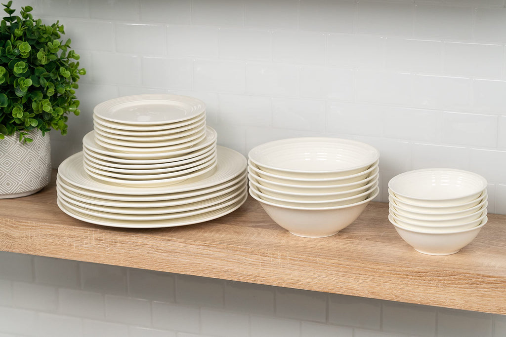 Nova White Round 62-Piece Dinnerware Set, Service for 6