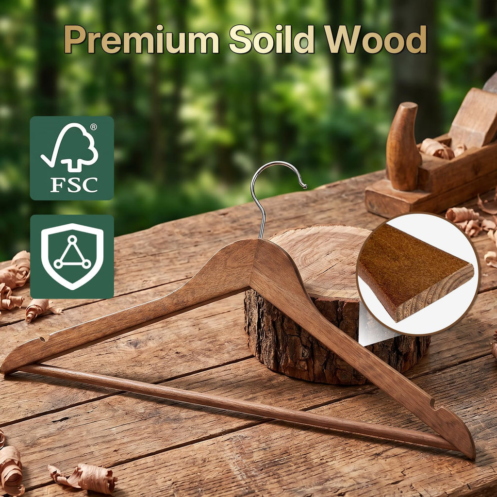 Premium Wooden Hangers 150 Pack, 17.5" Smooth Wood Hangers