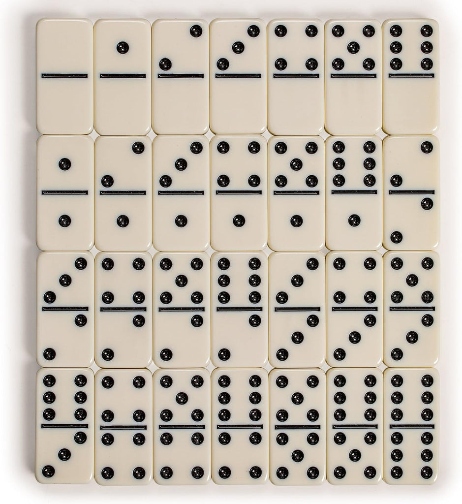 YMI Double 6 Dominoes Set with Dark Oak Wood Case - Set of 28