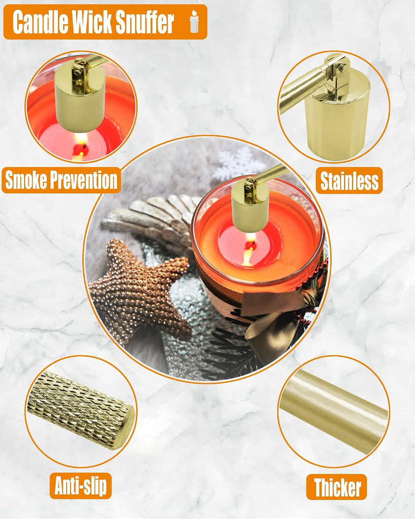 4 in1 Candle Accessory Set with Storage Tray Plate, Candle Wick Trimmer, Candle Wick Snuffer, Candle Wick Dipper