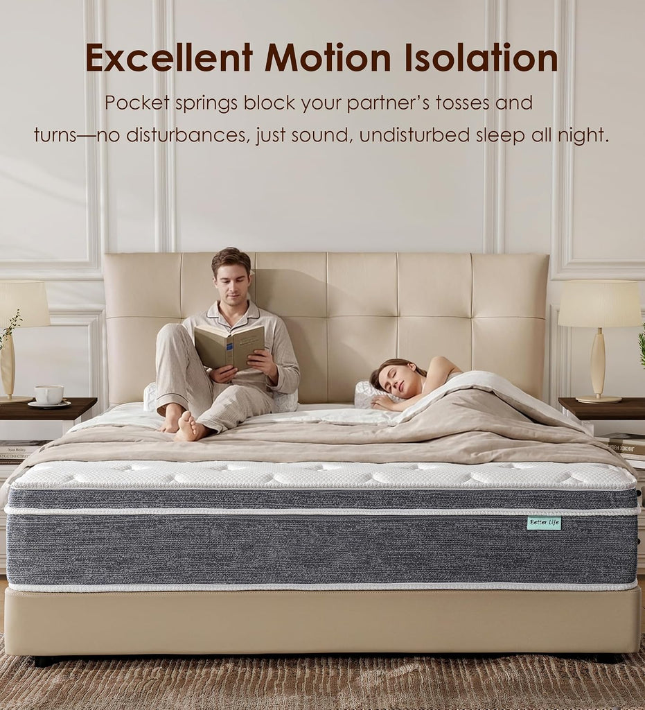 Full Size Mattress 12 Inch, Cooling Hybrid Mattress in a Box | Gel Memory Foam Pocket Springs, Medium Firm