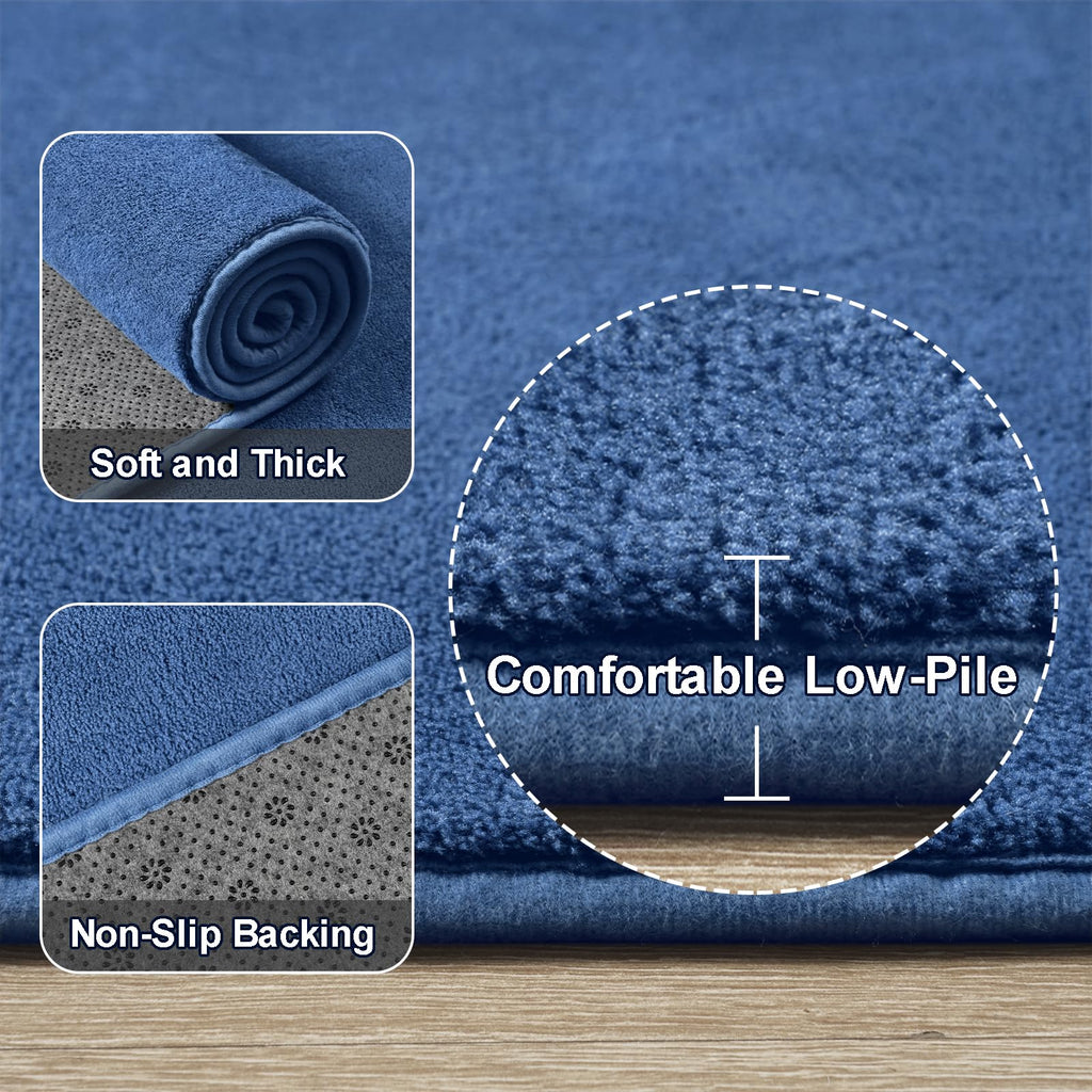 Modern Area Rugs Living Room, 4x6 Blue Memory Foam Rug