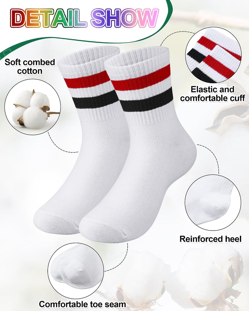 8 Pairs Crew Socks Kids Cotton Striped Socks