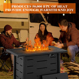 Walsunny 43 inch Outdoor Propane Fire Pit 50,000 BTU Gas Fire Pit Table with Lid, Waterproof Cover, Rectangle Gas Firepit Table for Garden/Patio, CSA - Image 2