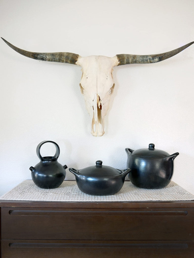 Authentic Chamba Casserole - Elegant Handmade Black Clay Cooking Pot with Cover - Perfect for Soups, Stews, Braises &