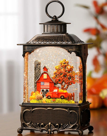 Fall Snow Globe Lantern Red Truck Fall Decorations