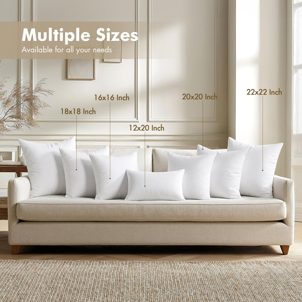 26x26 Euro Pillow Inserts 4 Pack, 100% Virgin Filling Throw Pillows