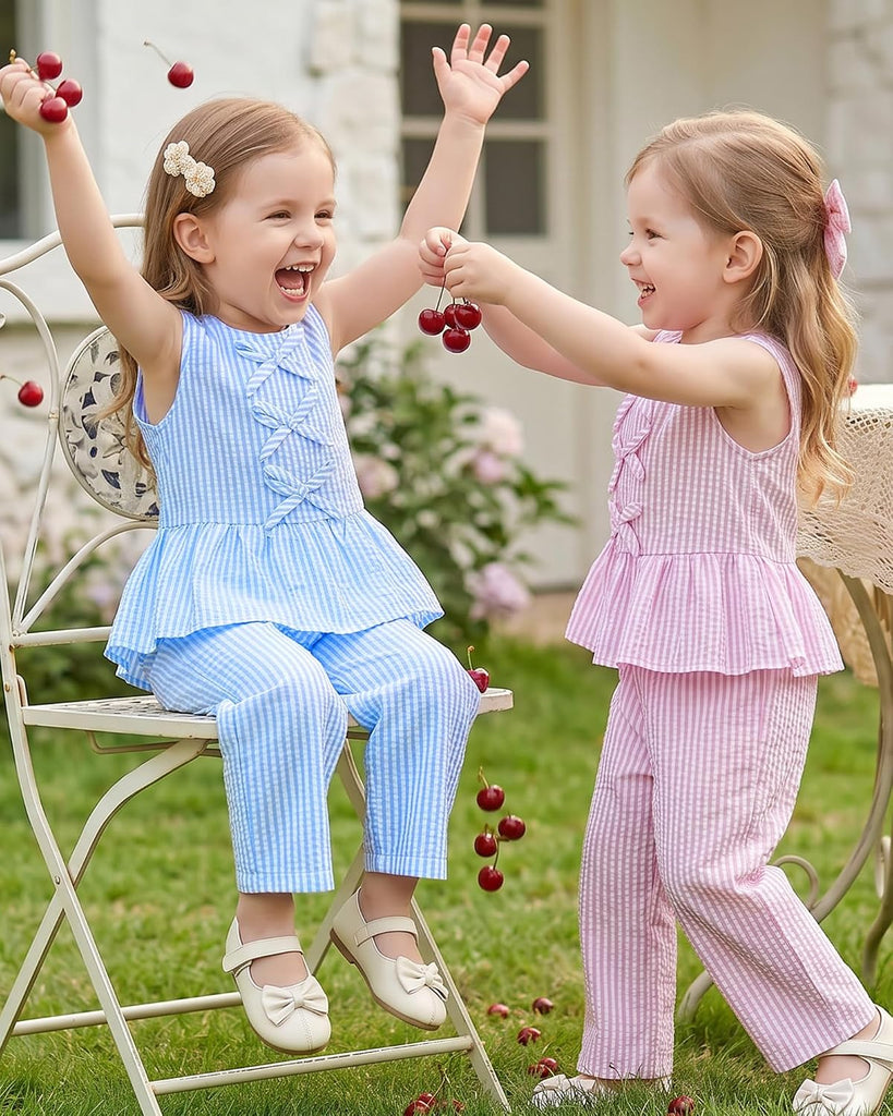 Toddler Baby Girl Clothes Summer Outfits Ruffle Sleeveless Vest Tank Tops Pants Set Cute Clothes For Girls