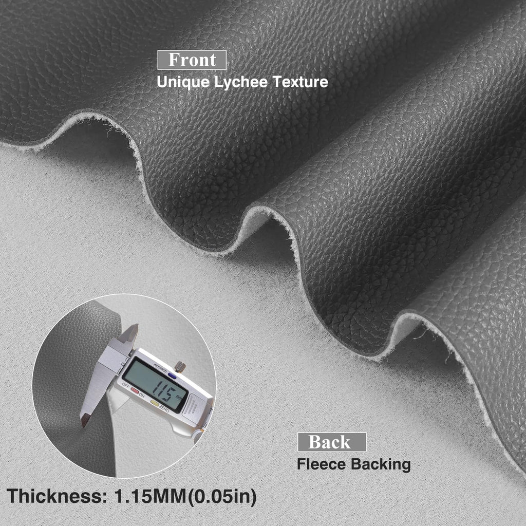 Faux Leather Fabric, 55" W 1.15MM Thicken Upholstery Fabric by The Yard Soft Durable Synthetic PU Leather Material