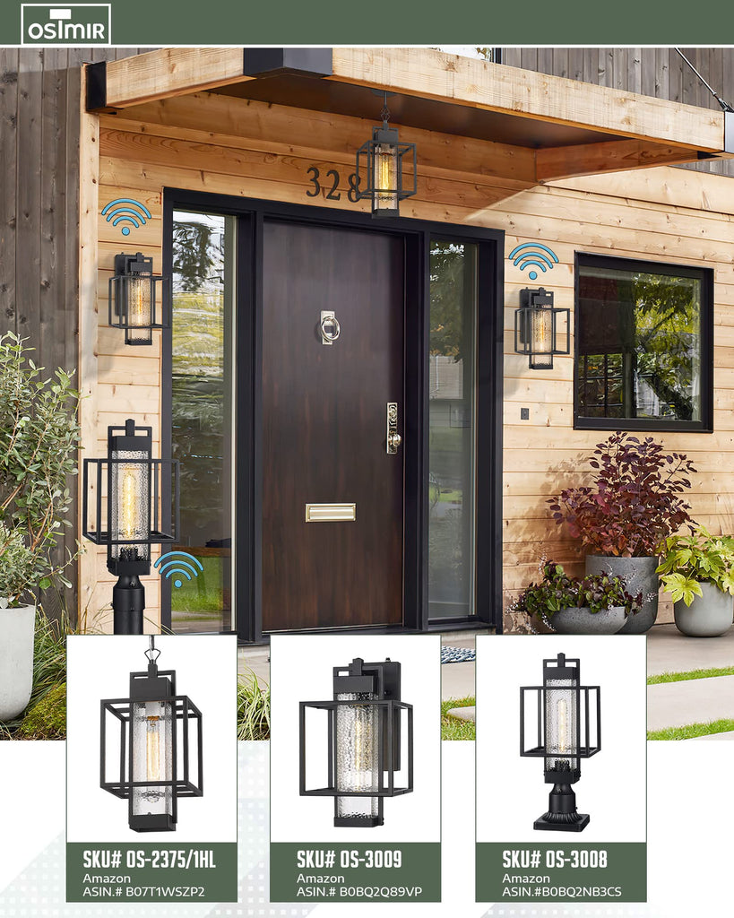 Aluminum Dusk to Dawn Outdoor Wall Sconce Lantern 2 Pack, 15" Large Farmhouse Industrial Black Waterproof Exterior