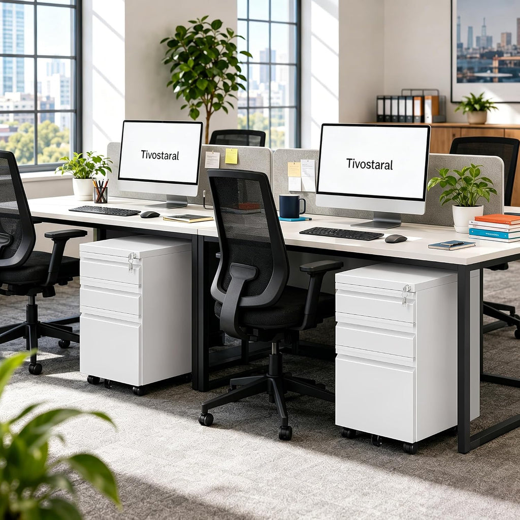 3 Drawer Mobile File Cabinet with Lock, Fully Assembled | Under Desk Metal Filing Cabinet Organization, Fits