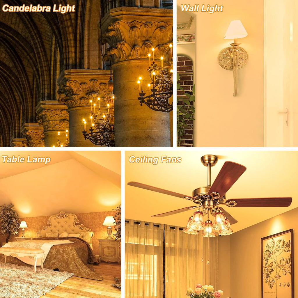 E12 Candelabra LED Bulb 40 Watt, 3000K Warm White B11, 6 Pack
