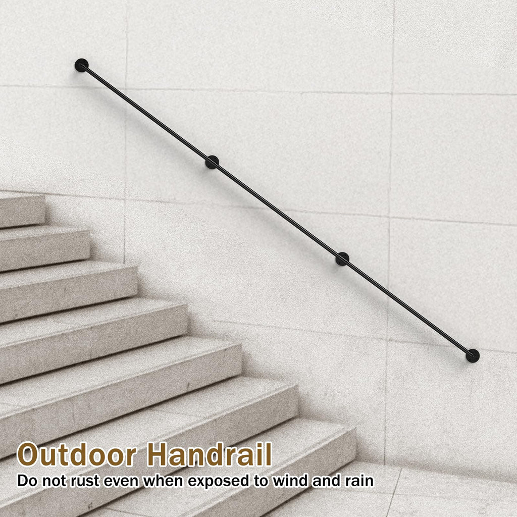 2Pack 4FT Stair Handrail 440LB Wall-Mount Metal Rail Indoor Outdoor