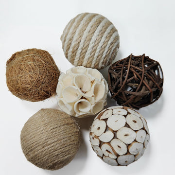 2.5 Inch Decorative Balls & Orbs Bowl Filler Decor, Table Centerpiece & Dough Bowl Vase Decor - Set of 6