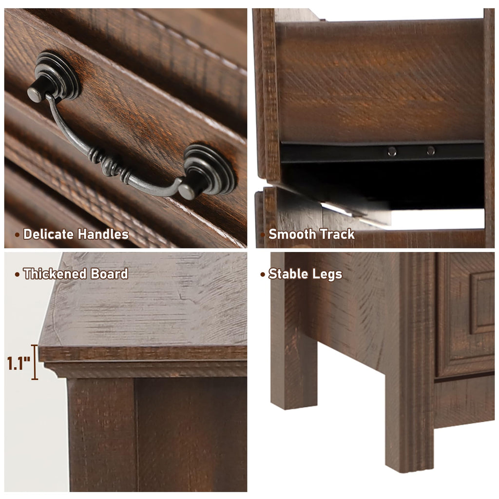 Farmhouse 12 Drawer, 63" Wood Chest of Drawers with Rustic Handles, Wide Closet Dressers Organizer, Living Room
