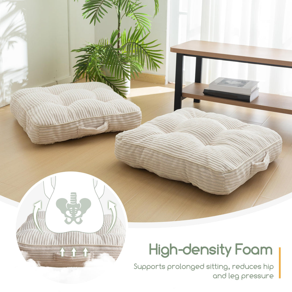 Floor Pillow Cushion for Adults, Meditation Cushion Pillow, Large Square Floor Sitting, Tufted Corduroy Cover, for