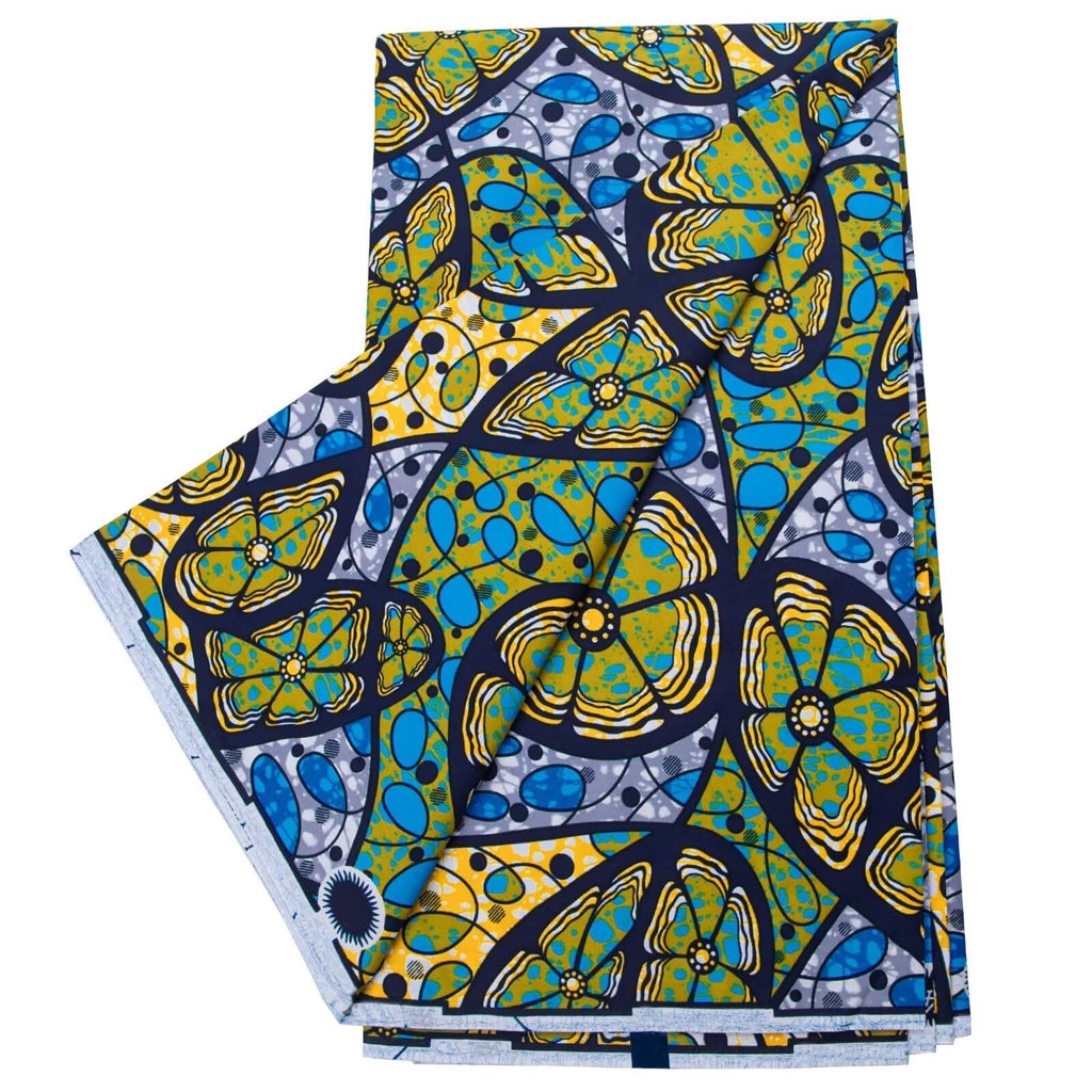 African Fabric 100% Cotton African Ankara Print Kente Fabric 6 Yards One Piece 1557