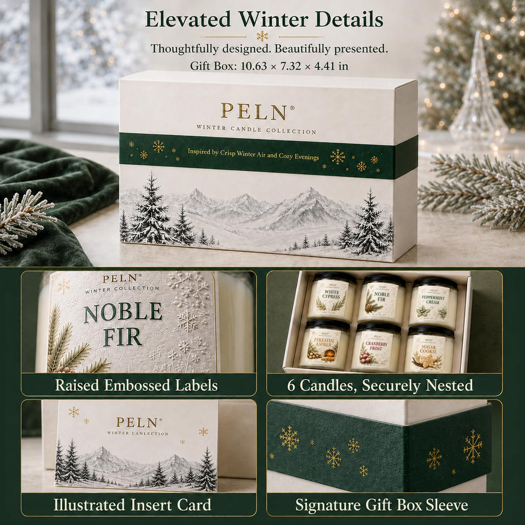 6-Pack Winter Candle Gift Set, 7 oz Soy Candles, Holiday Christmas Scents