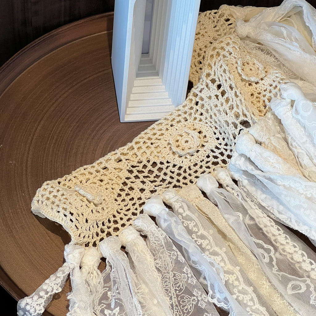 Lace Closet Curtain for Open Closet Boho Macrame Cotton Doorway Curtain Privacy Room Divider Curtain Kitchen Bathroom