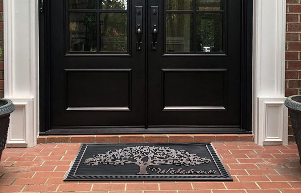 100% Rubber Doormat for Outside Entrance, Non-Slip Heavy Duty Front Door Mats, Thin Profile Hight Traffic Areas Mat
