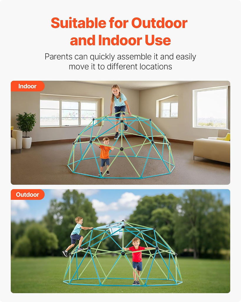 Climbing Dome, 10FT Geometric Dome Climber for Kids, 1000LBS Loading Jungle Gym Playground with Octopus Net & 2