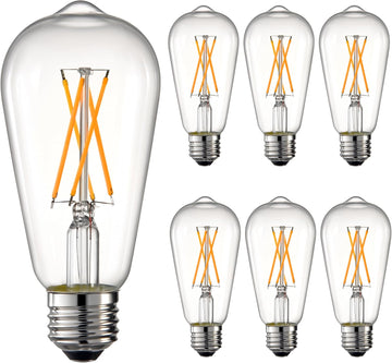 ST58 E26 LED Bulb 60 Watt Equivalent 2700K, 6 Pack