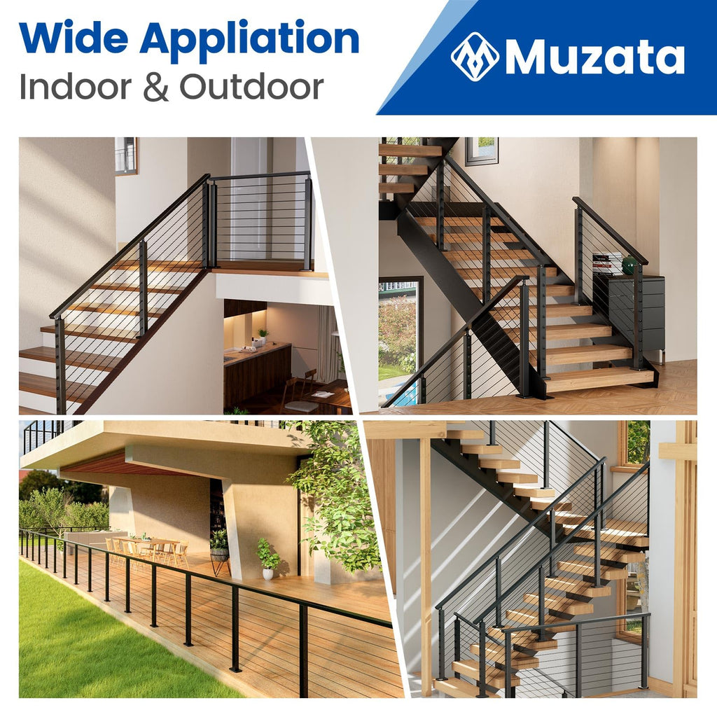 6'6" Black Stainless Steel Cable Railing Handrail HT10 BP4