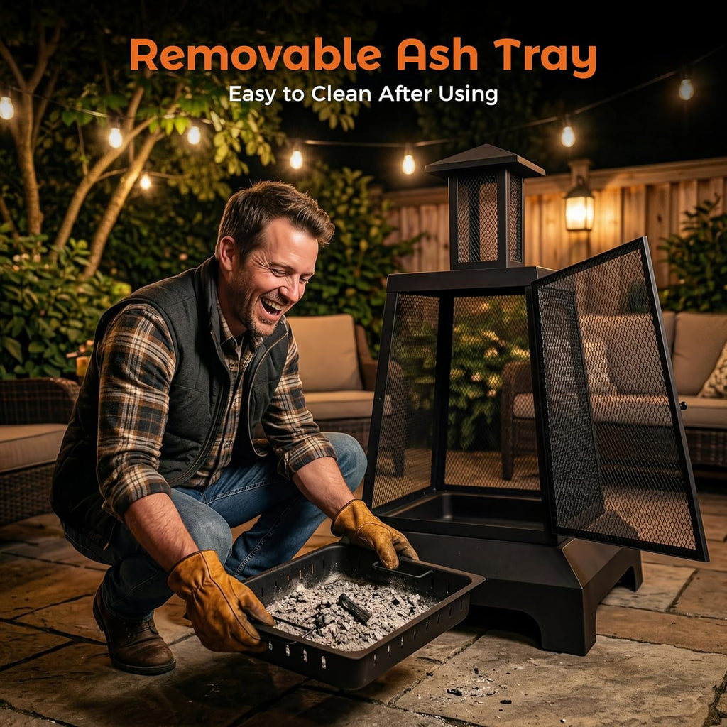 28 inch Fire Pit Outdoor, Outdoor Wood Burning Fire Pit Large, Firepits for Outside Patio, Garden, Backyard