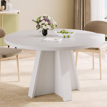 47-Inch Round Dining Table for 4-6 People, Modern Wooden Kitchen Table, Farmhouse Circle Dinner Tables Furniture