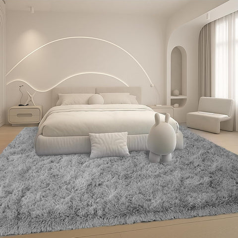8x10 Fluffy Plush Area Rug, Soft Non-Slip Carpet for Living Room Bedroom Grey