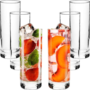 12.25 oz Highball Glasses with Heavy Base, Set of 6, Clear Drinking Glasses Set for Water, Juice, Cocktails, Wine