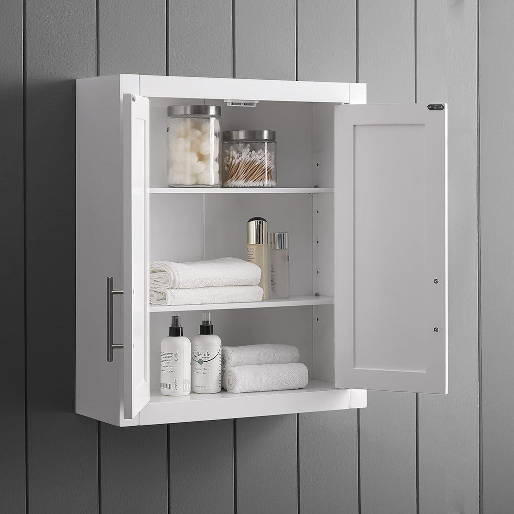 Savannah Wall Mounted Bathroom Storage Medicine Cabinet with Shelves, White