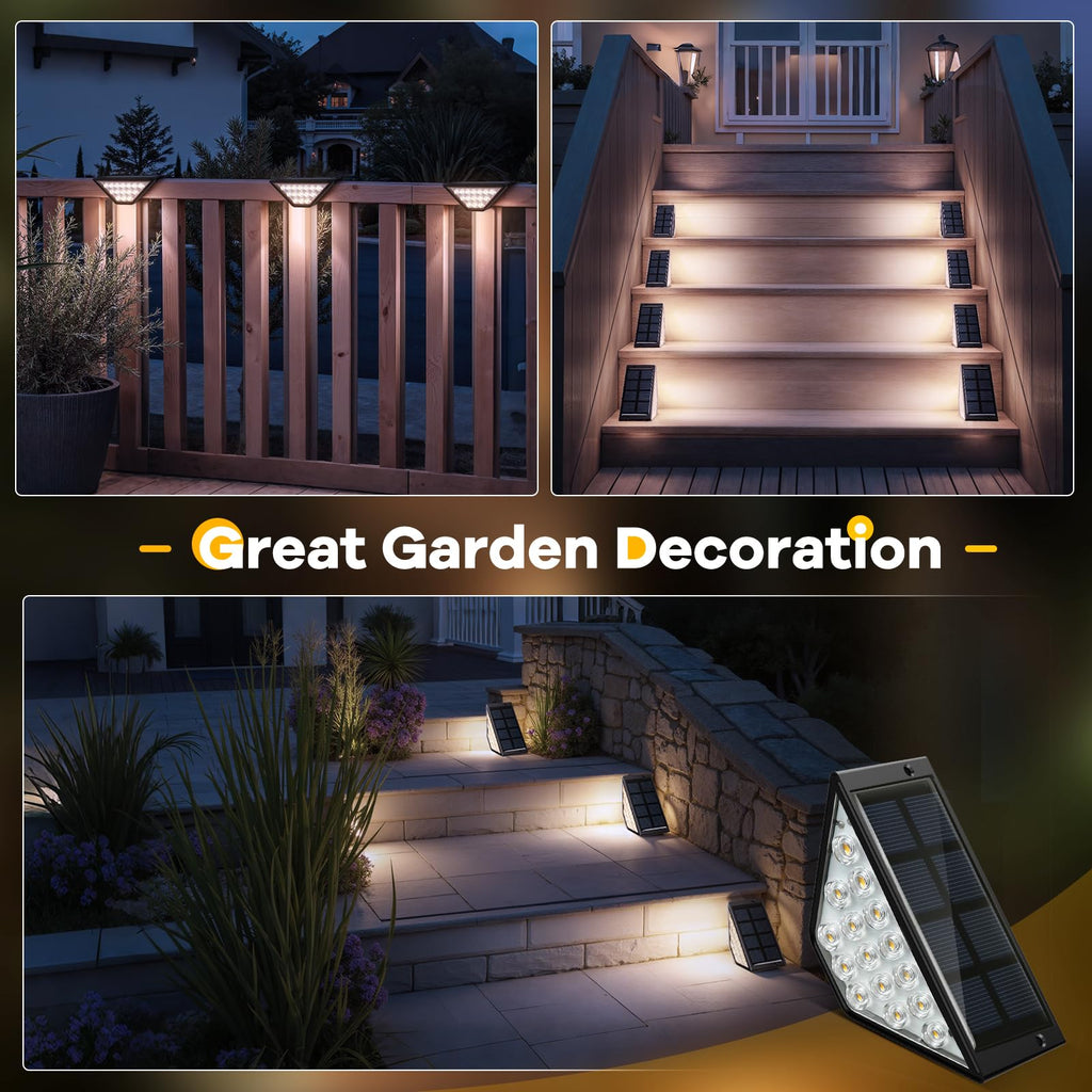 Solar Step Lights for Outside, Solar Stair Lights Outdoor Waterproof, Deck Step Lights for Fence, Patio, Yard, Porch