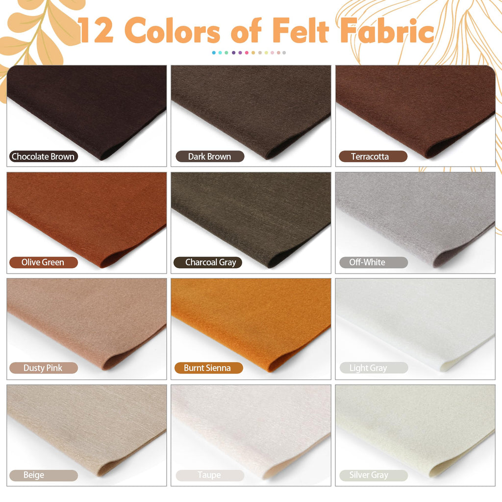 12 Rolls Felt Fabric, 8 x 20 Inches, 1.6mm Thick Soft Nonwoven Felt Sheets, 12 Assorted Morandi Colors, Craft Felt