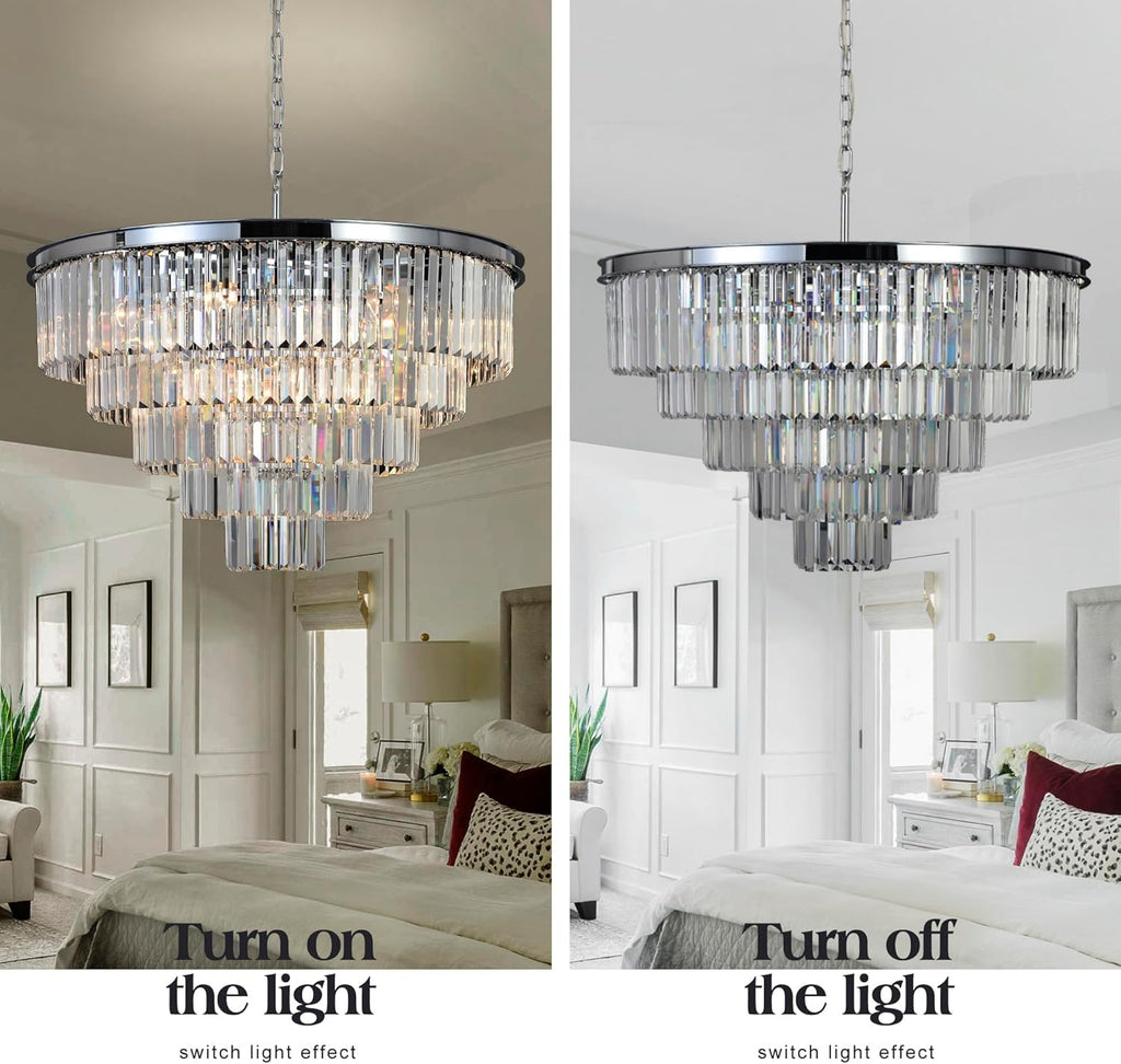 Inspired Odeon Style 10-Light Chrome Crystal 5-Tier Modern Chandelier W28" - A107-B07G3ZPRGW